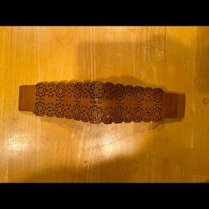 M/L Faux Leather & Elastic Lace Cutout Belt